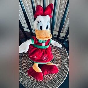 Disney Store Limited Edition 2015 Daisy Duck Plush in Red & Green Holiday Dress